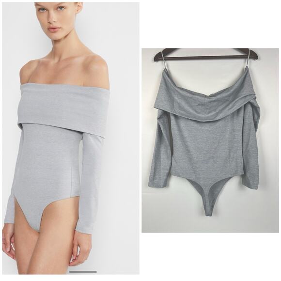 ARITZIA Contour Deco Off Shoulders Gray Bodysuit M - Picture 3 of 11